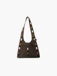 ASHE - Kobicha Brown Suede with Circle Brass Snap