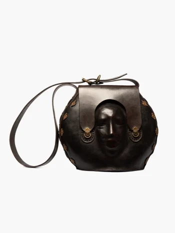 Amuka Sculpted Face With West African Brass Ornament