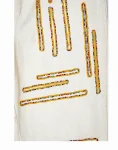 Cream Denim – Abstract Line Beadwork