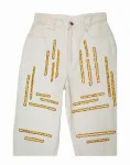 Cream Denim – Abstract Line Beadwork