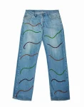 Medium Blue Denim - Wavy Beadwork