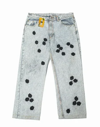 Light Wash Denim - Abstract Clover Beadwork