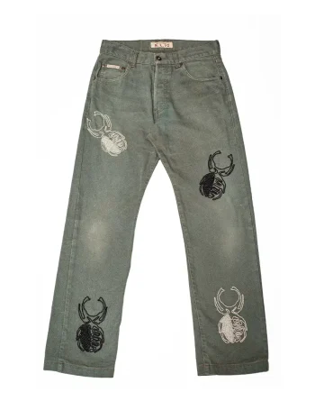 Sage Green Denim - Akire Beetle Beadwork, Rica Lewis Denim