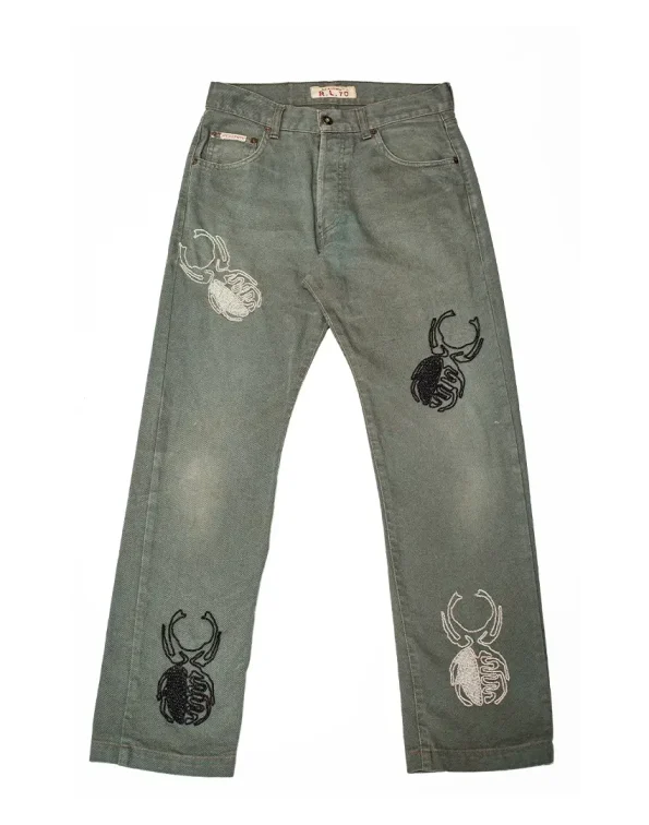 Sage Green Denim - Akire Beetle Beadwork, Rica Lewis Denim