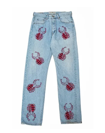 Washed Blue Denim - Akire Beetle Beadwork, Motor Modern Classic Denim