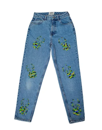 Mid Wash Blue Denim - Akire Beetle Beadwork