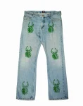 Washed Blue Denim - Akire Beetle Beadwork, Lee Denim