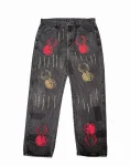 Faded Black Denim - Akire Beetle & Vertical Beadwork, Wrangler Denim