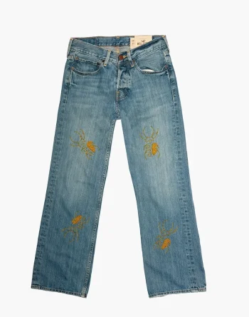 Ice Blue Denim - Akire Beetle Beadwork