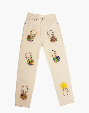 Eggshell White Denim - Akire Beetle Beadwork