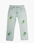 Washed Blue Denim - Akire Beetle Beadwork, Wrangler Denim