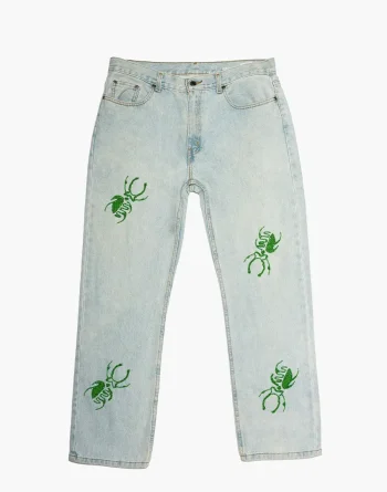Washed Blue Denim - Akire Beetle Beadwork, Wrangler Denim