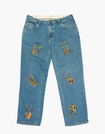 Medium Blue Denim - Akire Beetle Beadwork, Rivers