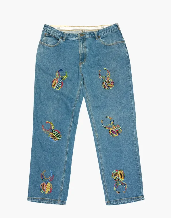 Medium Blue Denim - Akire Beetle Beadwork, Rivers
