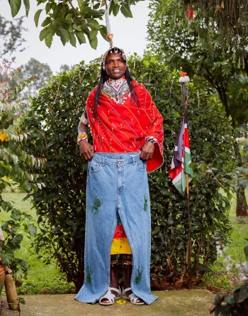 Blue Denim, Regular Fit With Scarab Beetle Beadwork