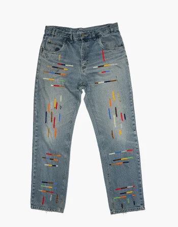 Blue Wash Denim - Abstract Beadwork