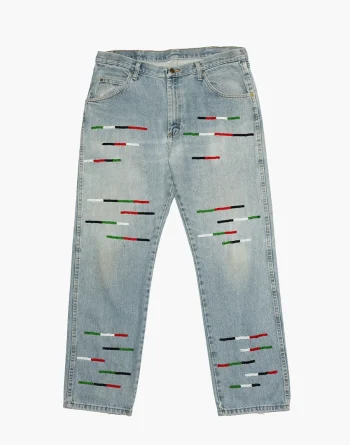 Blue Washed Denim - Horizontal Beadwork, Wrangler Denim
