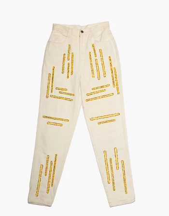 Cream Denim - Abstract Line Beadwork
