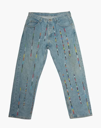 Ice Blue - Twisted Vertical Beadwork, Wrangler Denim