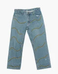 Indigo Wash Denim - Wavy Beadwork