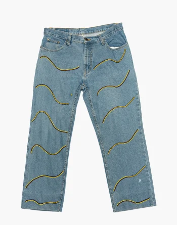 Indigo Wash Denim - Wavy Beadwork