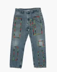 Light Stone Wash Denim - Abstract Beadwork