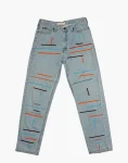 Light Wash Blue Denim - Mixed Line Beadwork