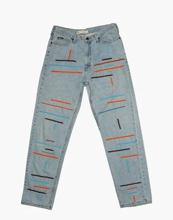 Light Wash Blue Denim - Mixed Line Beadwork