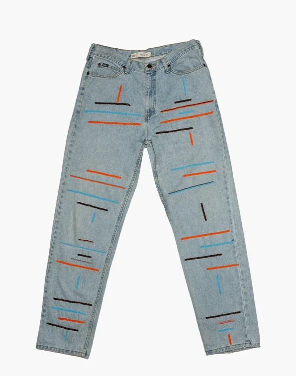 Light Wash Blue Denim - Mixed Line Beadwork