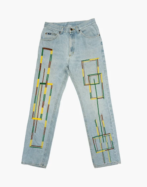 Pale Blue Denim - Abstract Geometric Beadwork