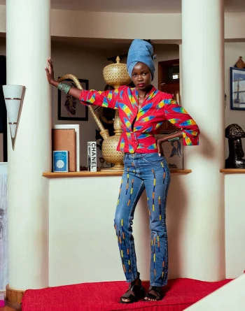 Skinny Fit, Mid Blue Jeans With Vertical Bead Work