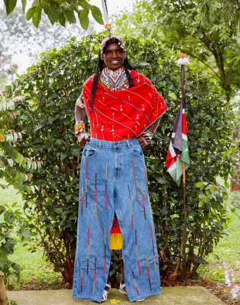 Blue Denim, Relaxed Fit With Mixed Bead Colours