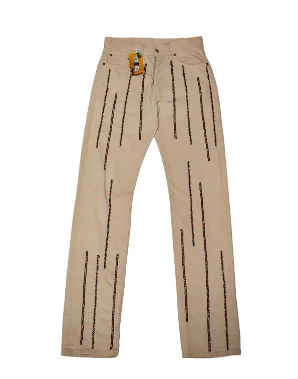 Ivory Cream - Vertical Beadwork, Donovan Denim