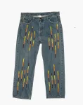 Grain-Faded Blue Denim - Akire Vertical Beadwork