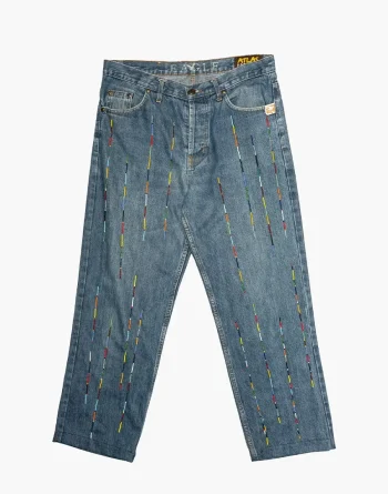 Blue Denim - Akire Vertical Beadwork, Maasai Colours