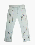 Light Sky Blue Denim - Akire Vertical Beadwork, Wrangler 