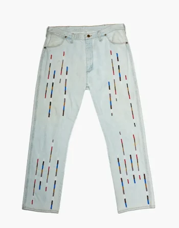 Light Sky Blue Denim - Akire Vertical Beadwork, Wrangler 