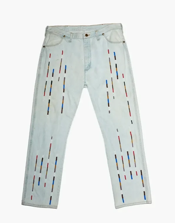 Light Sky Blue Denim - Akire Vertical Beadwork, Wrangler 