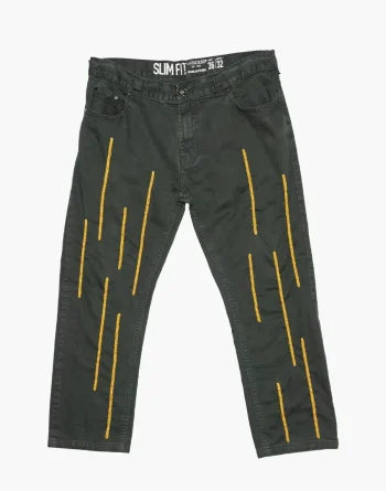 Black Denim - Akire Vertical Beadwork, Cherokee Denim