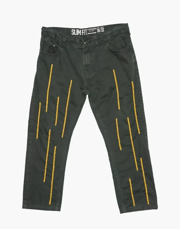 Black Denim - Akire Vertical Beadwork, Cherokee Denim